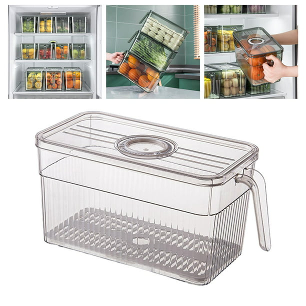 LALASTAR Contenedor organizador de refrigerador con cajón extraíble,  organizador grande para refrigerador y almacenamiento transparente,  organizador