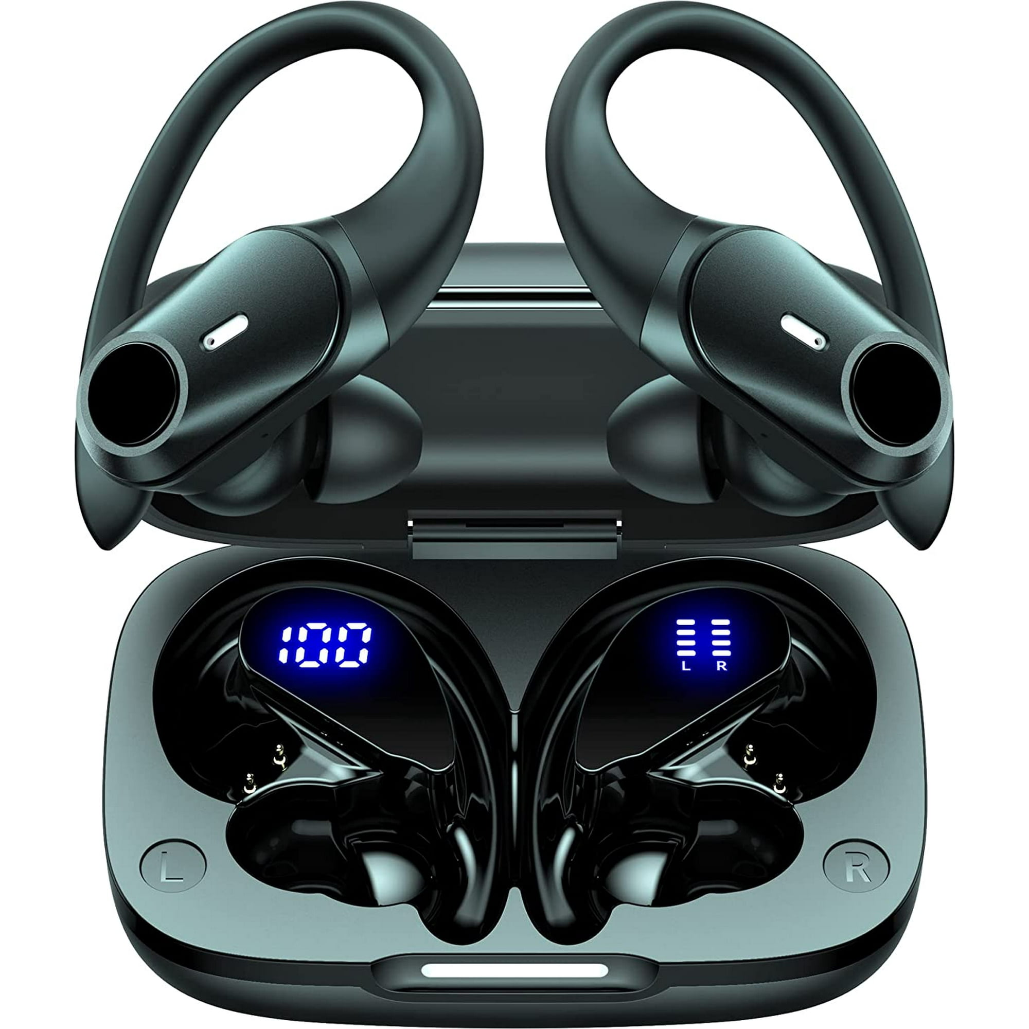 Auriculares inalámbricos, auriculares Bluetooth 5.3 con pantalla LED de 36  horas de reproducción, con estuche de carga inalámbrica