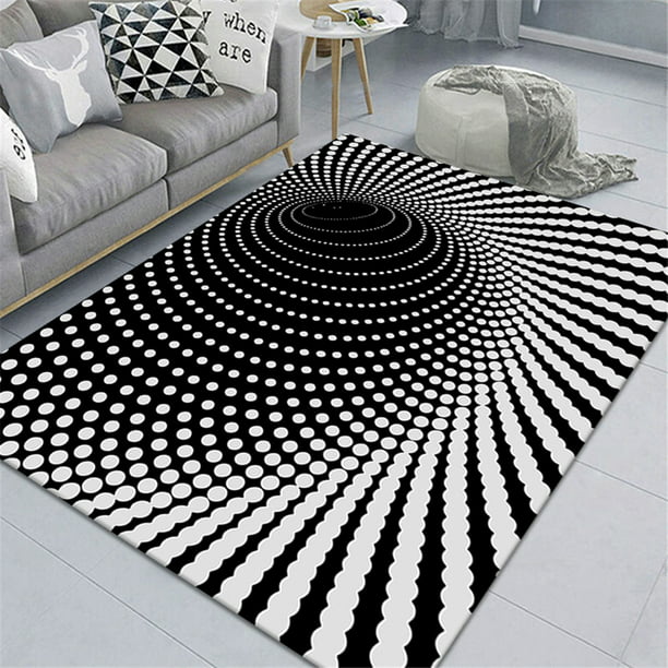 Alfombra antideslizante de piso 3D no tejida en color negro, Estilo B,  Tamaño 80x120cm de Yotijar para sala de estar
