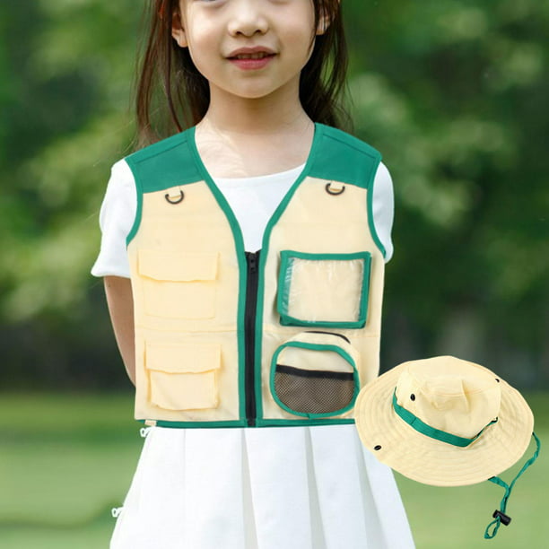 de exploración al aire libre para niño disfraces de juego de rol, conjunto  de chaleco y sombrero de accesorios de carnaval para s Verde Baoblaze