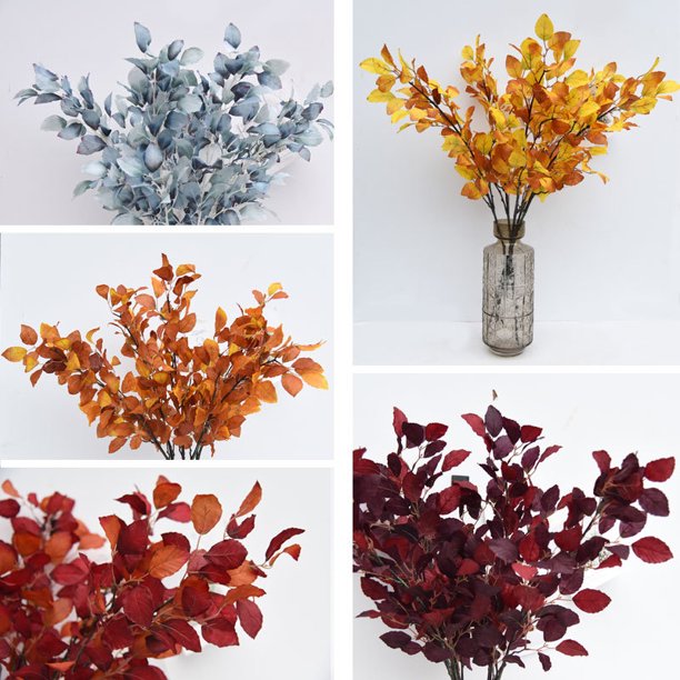 3 Piezas de Tallos de Eucalipto Artificiales Decoraciones de Otoño con  Hojas de Eucalipto de Otoño Decoraciones de Otoño para la Oficina y el Hogar  Plantas Artificiales para Arreglo Floral Amarillo O