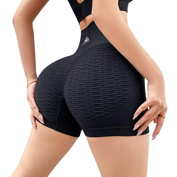 Pantalones cortos deportivos de cintura alta para mujer Fitness Yoga  Running Gym Leggings Negro JShteea El nuevo