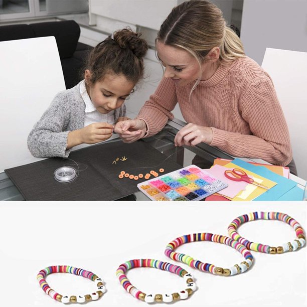 Juego de 4500 cuentas de arcilla para hacer pulseras, juego de cuentas de  arcilla polimérica de 19 colores para hacer joyas, cuentas redondas de