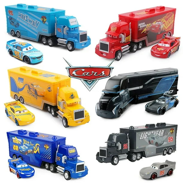 Juguetes para niños de 3 a 5 años, camión de juguete con 12 vehículos  fundidos a presión, autos de juguete y 2 pistas de carreras, regalo para  niños
