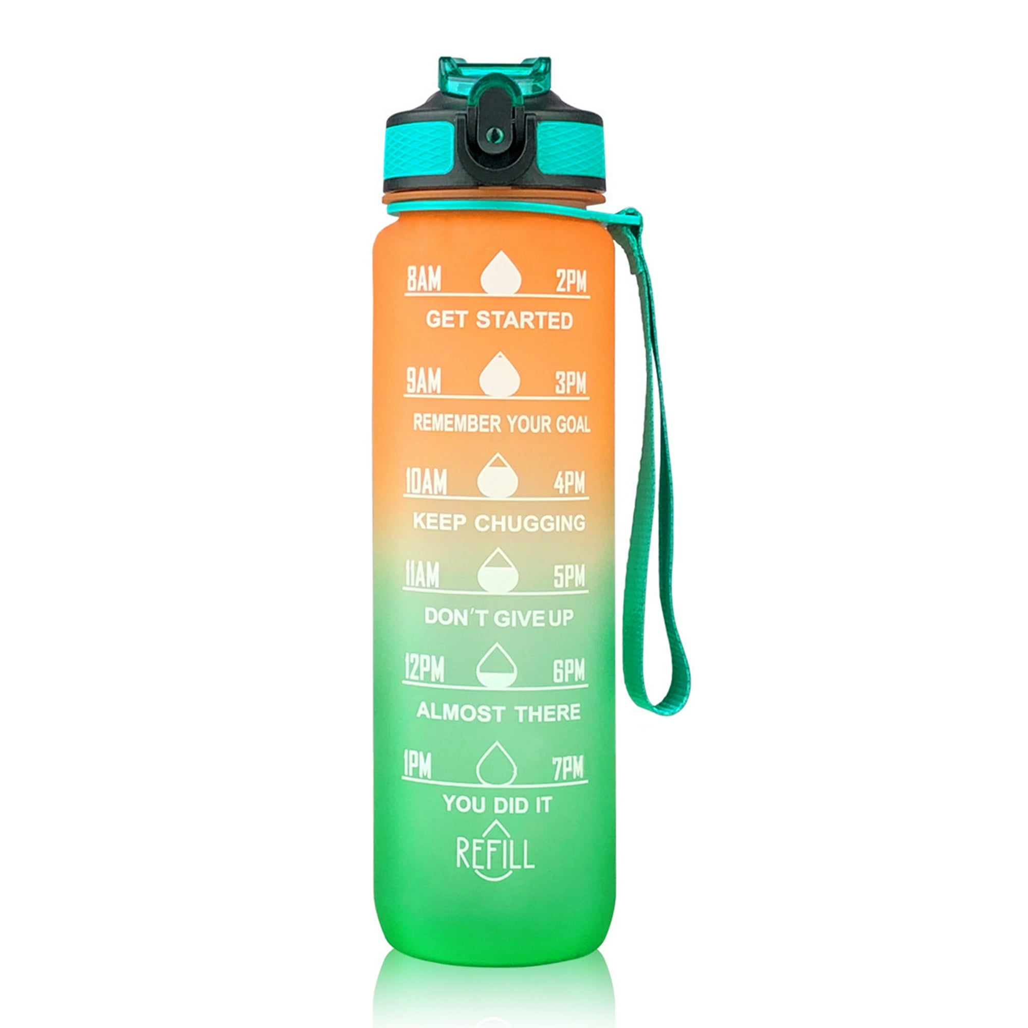 Botella de agua motivacional de 1 l con pajita y marcador de tiempo a prueba de fugas labymos botella deportiva