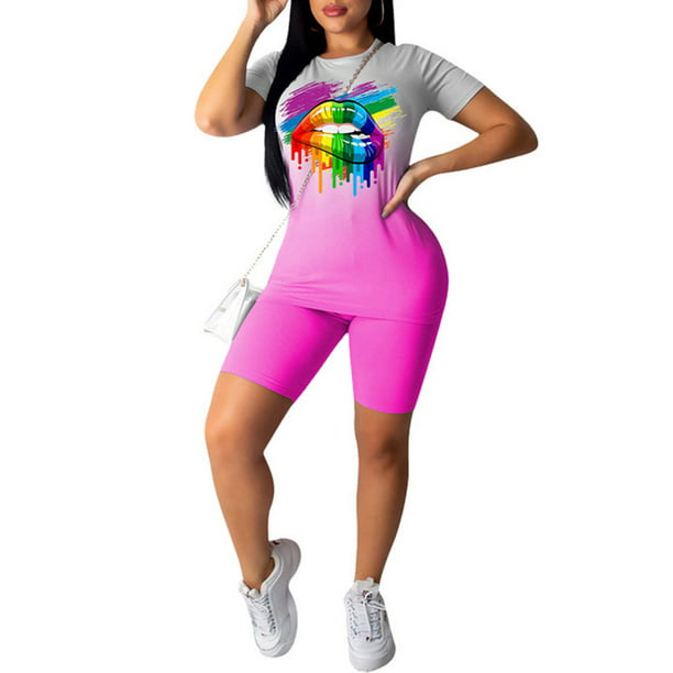 Qarigey Conjunto de ropa deportiva para mujer pantalones cortos yoga Conjunto de yoga Camiseta deportiva de manga corta conjuntos de ropa rojo M Qarigey AP002243-06 | Walmart en línea