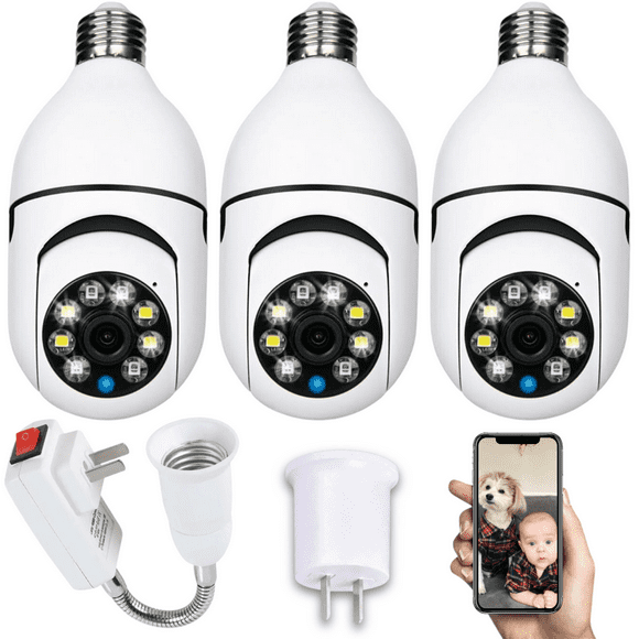 3 x cámara vigilancia foco wifi hd exterior interior v380
