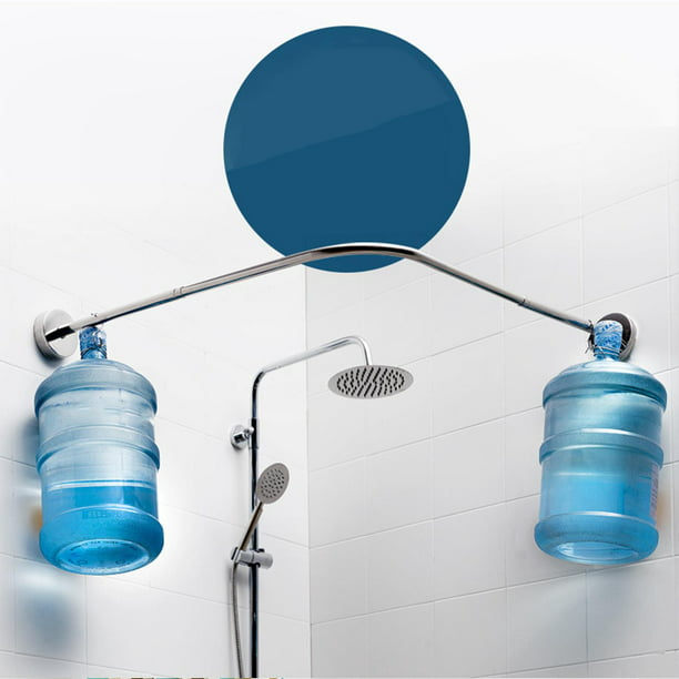 Barra de ducha curvada giratoria de níquel cepillado, se desliza hacia  dentro y hacia fuera, ideal para baños pequeños, barra de ducha curvada de