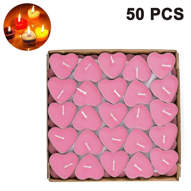 50 velas de San Valentín, amor romántico, en forma de corazón, sin humo,  dulces velas aromáticas para cena a la luz de las velas, día de San  Valentín