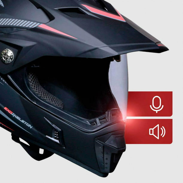 Casco Moto Abatible Bluetooth Integrado Negro Certificado