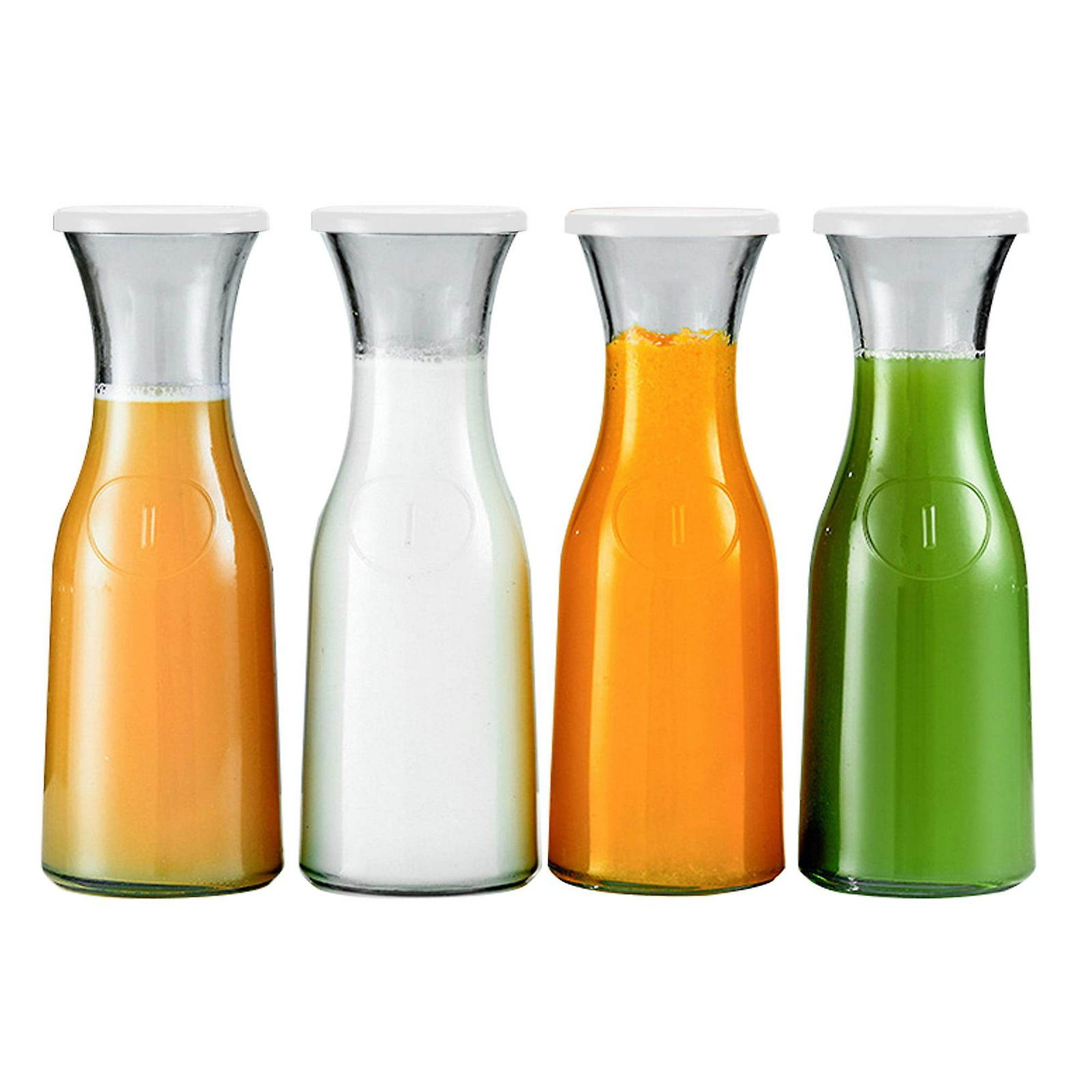Jarra de vidrio con tapas, jarra de agua, jarra de jugo, ideal para vino,  leche, jugo y barra de mimosa, [Juego de 3]