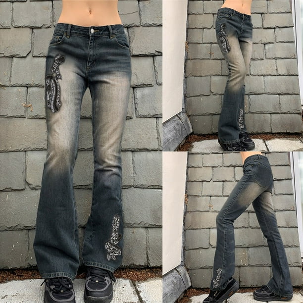 Gibobby Jeans mujer cintura alta Pantalones de pierna ancha