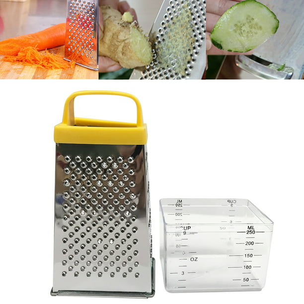 Rallador de verduras Irfora Caja de rallador manual de verduras de queso de  acero inoxidable de 4 lados con caja de contenedor (mango en color