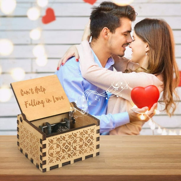 Caja de música clásica de madera con forma de corazón, para Navidad,  cumpleaños, día de San Valentín, regalos para amante, novio, novia, marido