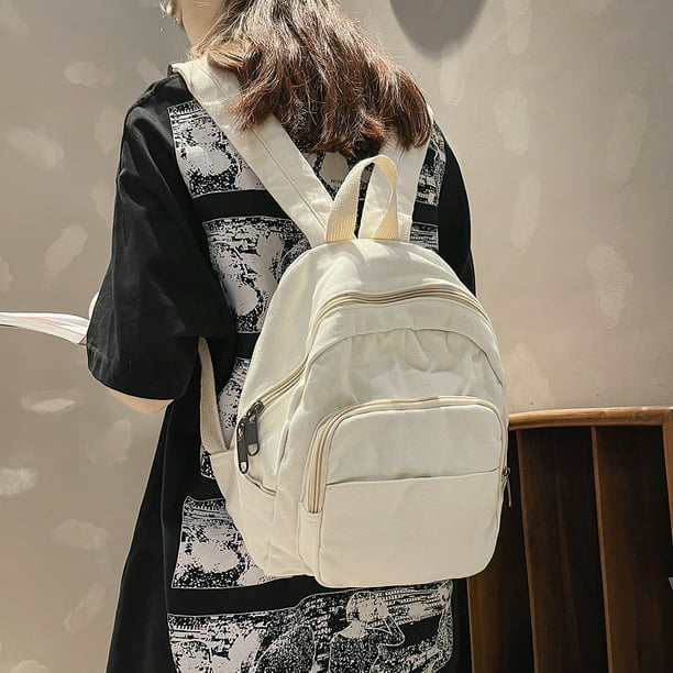 Bolsa Mochila de color sólido para mujer Estilo preppy Mini mochila de  nylon escolar (Blanco) Ehuebsd Para Estrenar