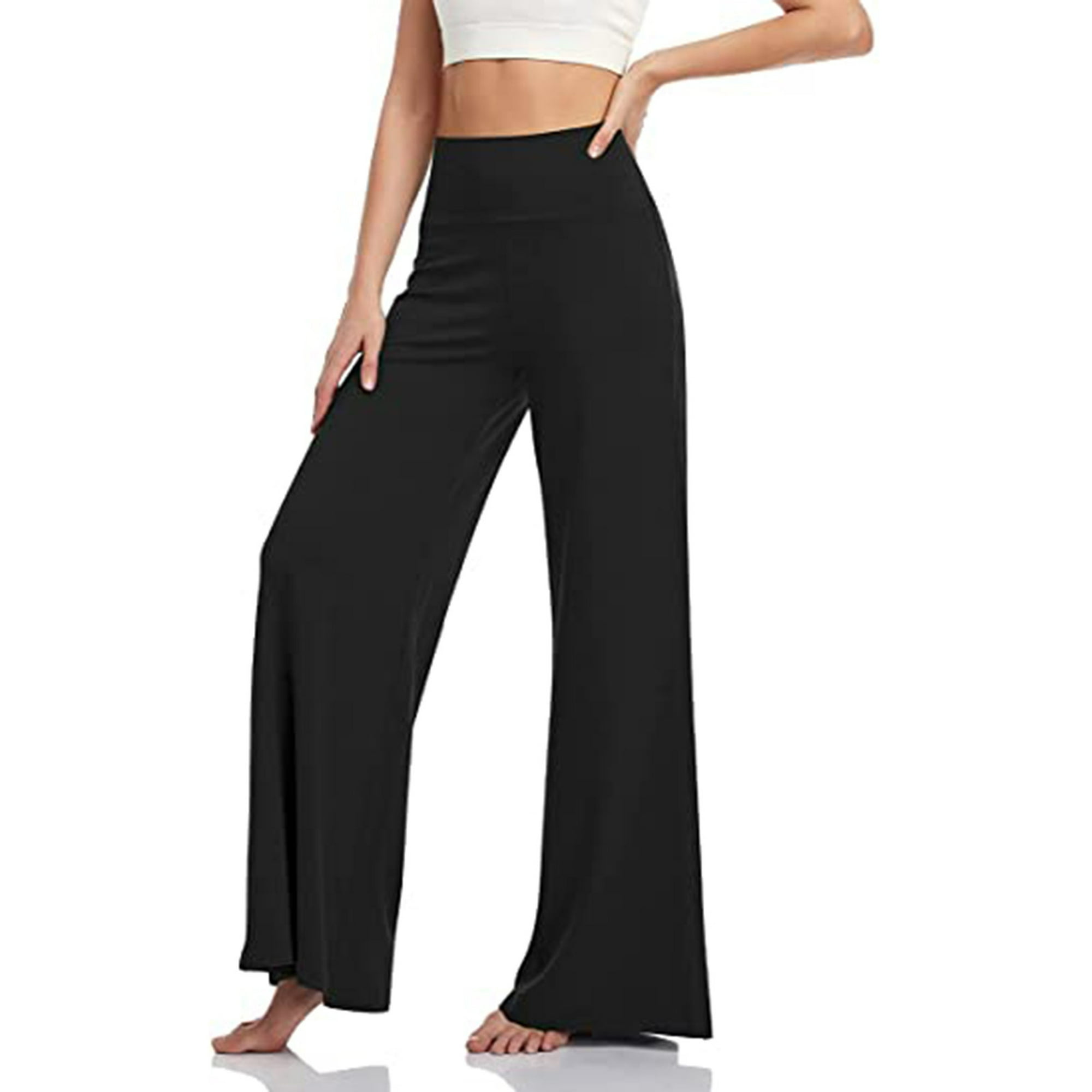 Pntutb Pantalones de yoga elásticos de color sólido a la moda para mujer  Pantalones de pierna ancha informales sueltos de cintura alta Pntutb Pntutb-2357