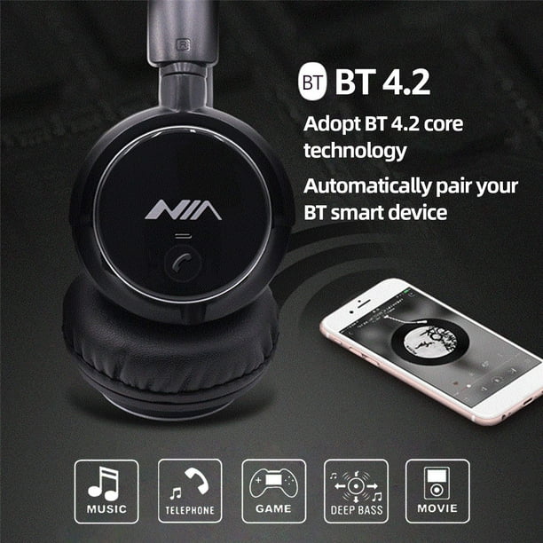 NIA Q1 Auriculares Bluetooth Auriculares est reo inal mbricos para m sica Over ear TF NIA