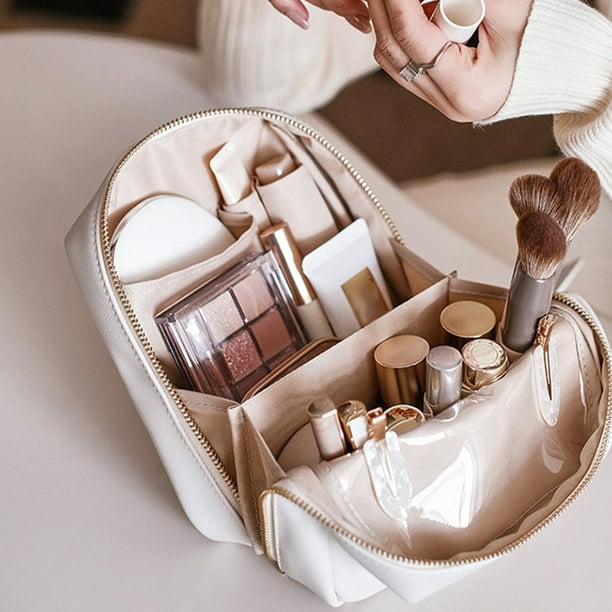  WISAGI Bolsa de maquillaje, bolsa de cosméticos, bolsa de  maquillaje de viaje de gran capacidad para mujeres, Blanco, Moda : Belleza  y Cuidado Personal