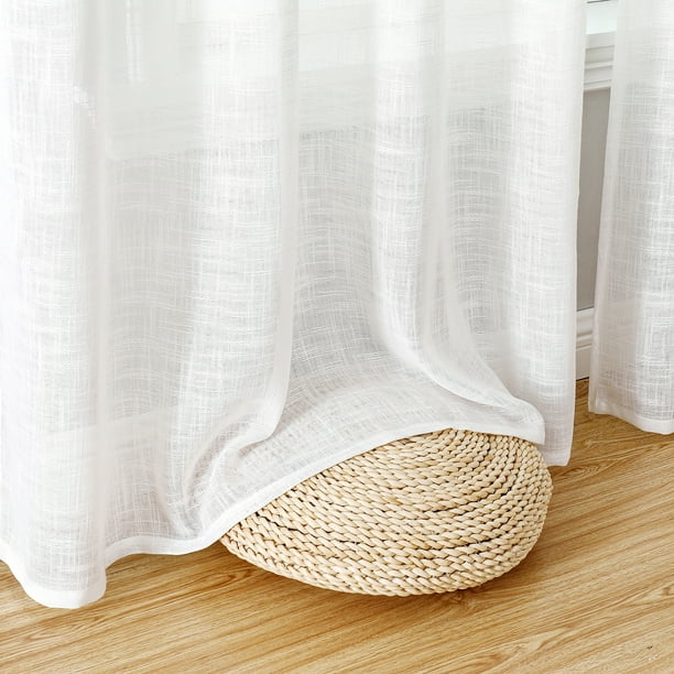 Cortinas de lino blanco crema para dormitorio, 84 pulgadas, cortinas  texturizadas de lino sintético para filtrar la luz, paneles transparentes  para