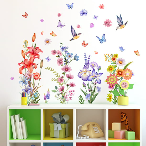 Set de pegatinas flores / mariposas