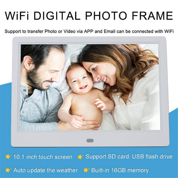 Marco de fotos digital de 10.1 pulgadas, marco de fotos electrónico WiFi  con aplicación, marco de fotos de video eléctrico inteligente con correo