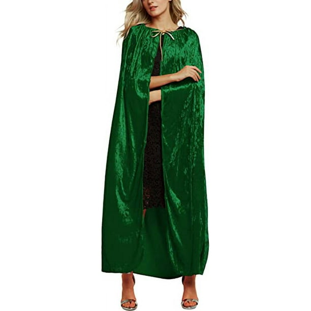 Disfraz de mujer largo de terciopelo triturado capa-verde Rojo Verde