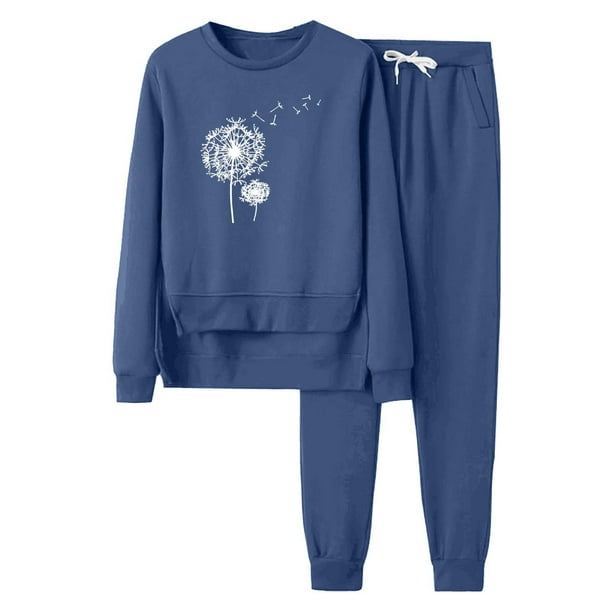 Conjunto de sudadera azul y pantalón polar