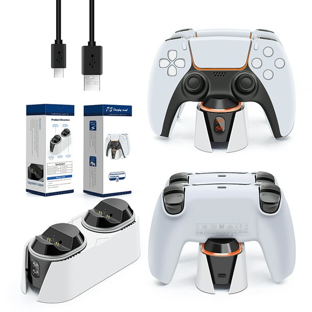  Cargador de controlador PS5, estación de carga para controlador Playstation  5 con luz LED y cable de cargador : Videojuegos