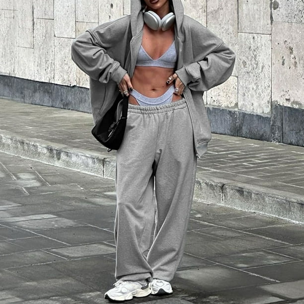 Mujer Ocio Sudadera con capucha Ropa deportiva Color sólido Traje deportivo  de 2 piezas Traje de salón
