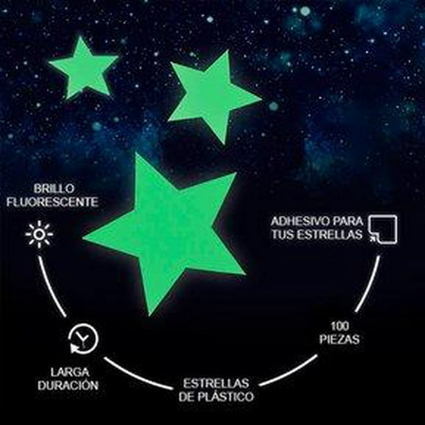 GENERICO Set 100 Estrellas Fluorescentes Para Decoración Techo