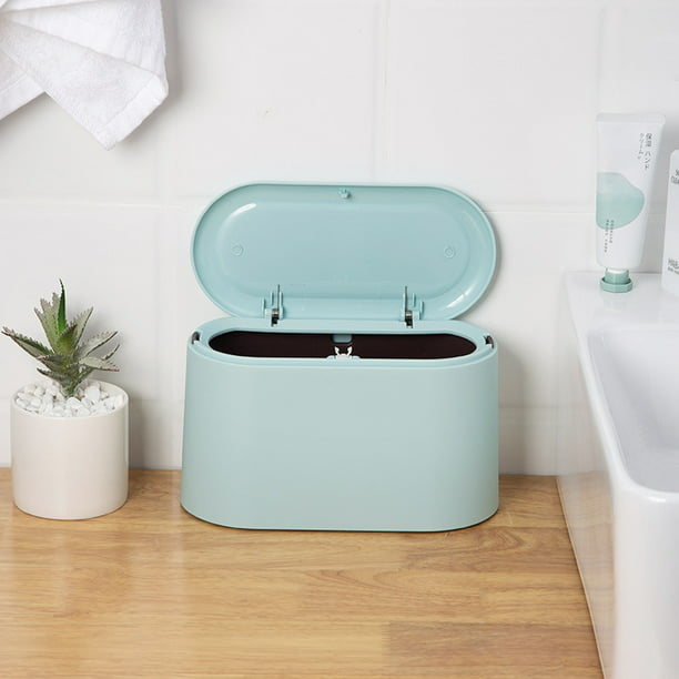 Papelera de baño de plástico con tapa, 16 litros, mini rectangular (con  sellador de bolsas de basura), apto para cocina, baño, oficina