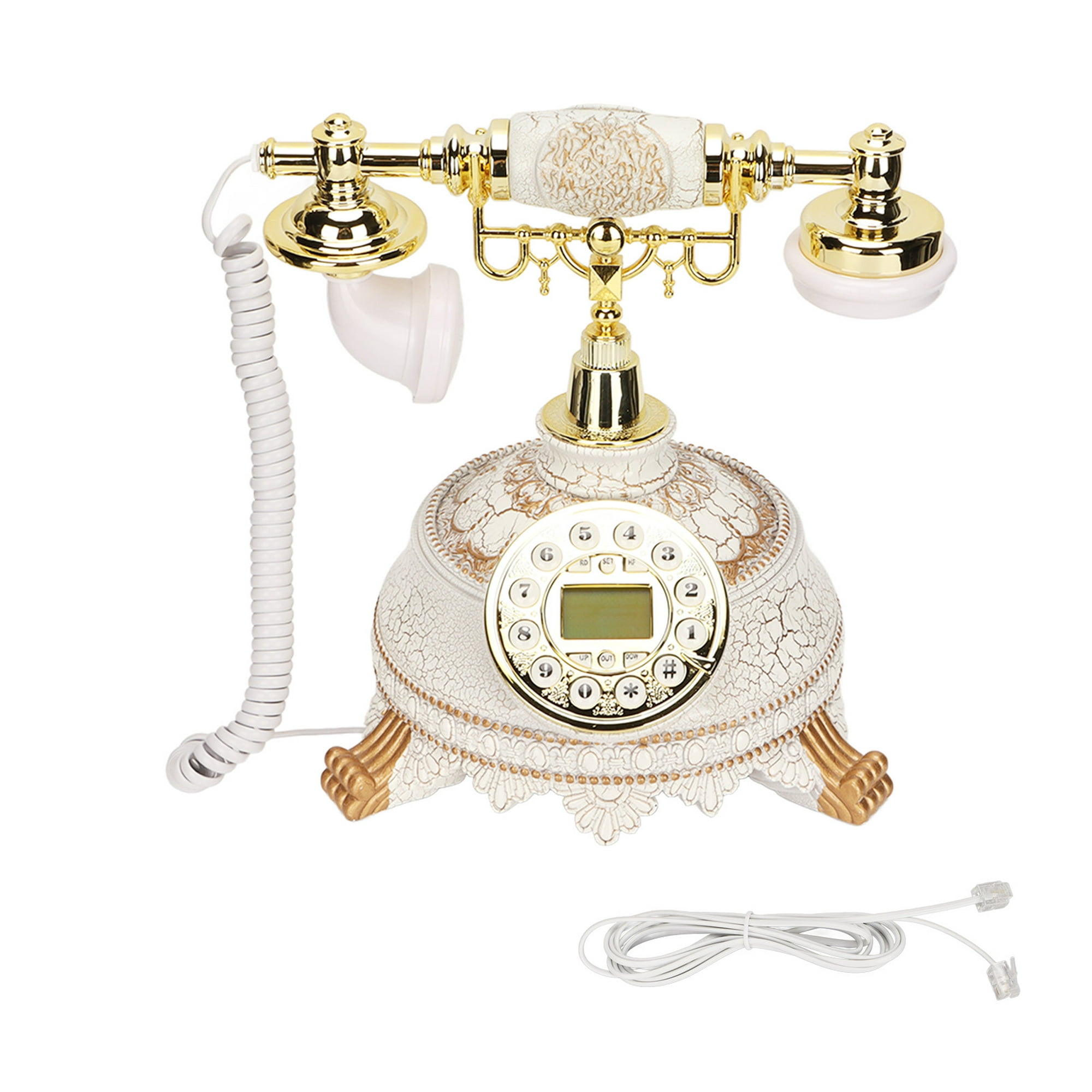 Teléfono con dial giratorio retro, teléfono fijo vintage, teléfono de  escritorio (amarillo) Ticfox