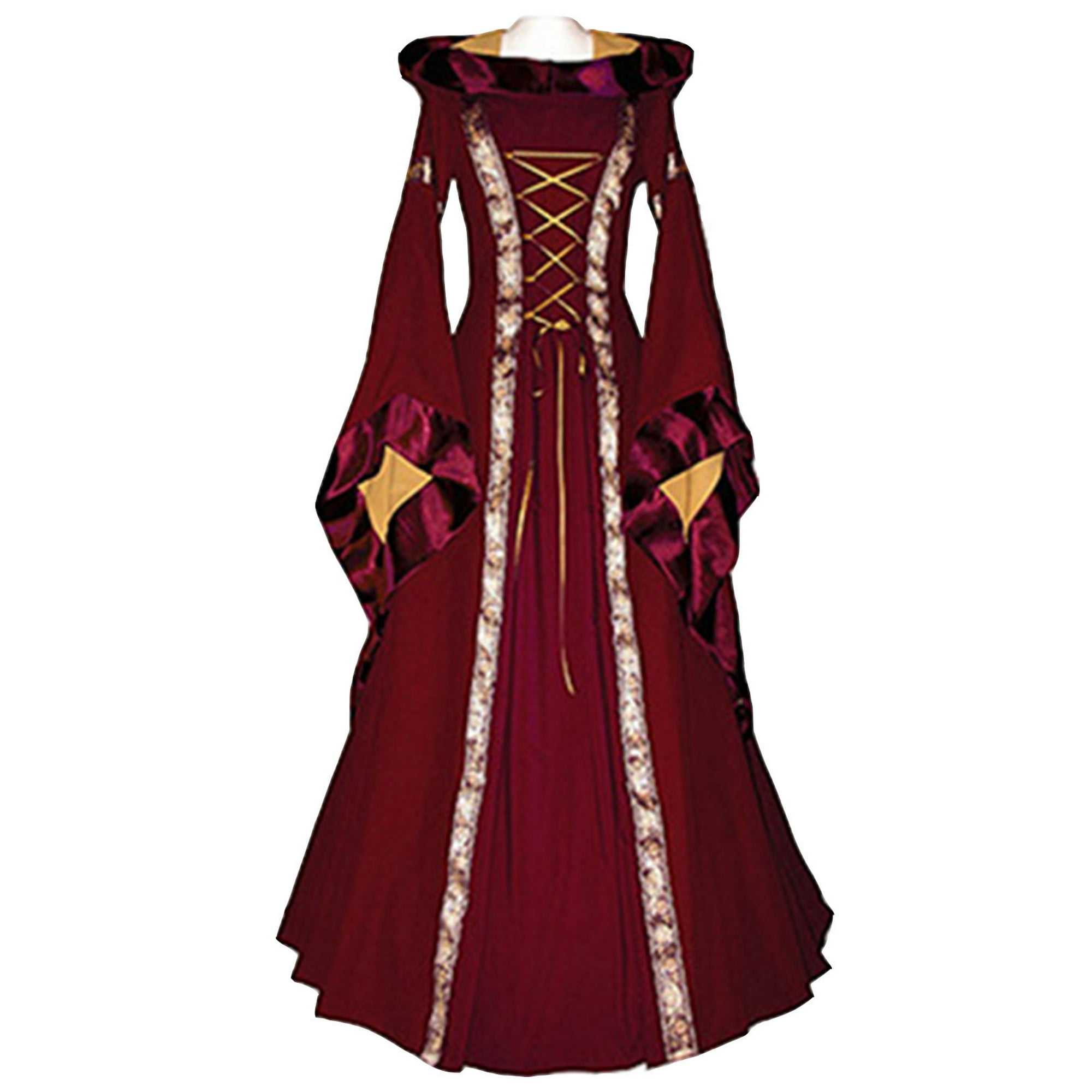 XUNRYAN Vestido renacentista para mujer, disfraz medieval para mujer,  vestido de Queen, vestido largo retro, juego de rol, disfraces