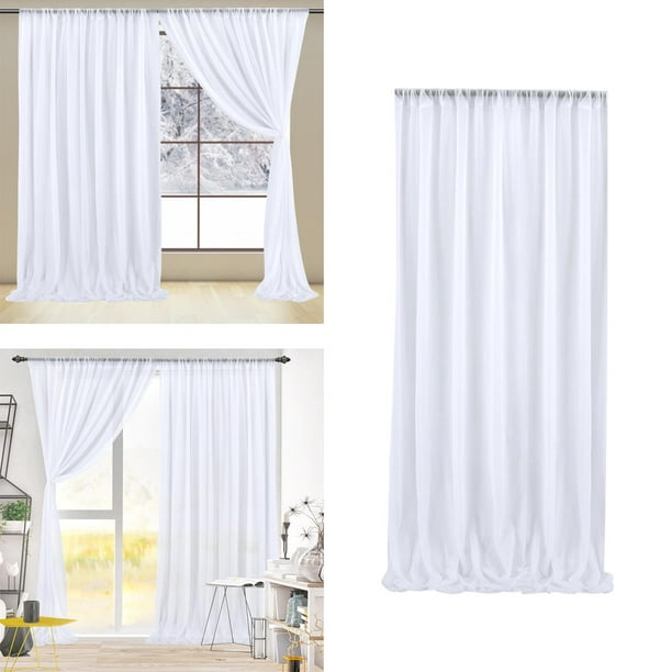 Paneles de telón de fondo de cortina blanca con bolsillos para barra,  cortina de tela de 4,9x7 pies para ventana, Baby Shower, boda, ,  Yuyangstore Telón de fondo de cortina blanca