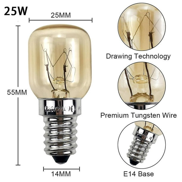 4 Uds e14 bombilla horno 15w 25w horno microondas lámpara resistente a  altas temperaturas lámpara de cristal de sal del Himalaya