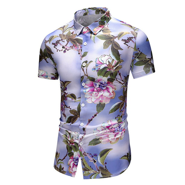  Camisa hawaiana de manga corta para hombre, camisa de