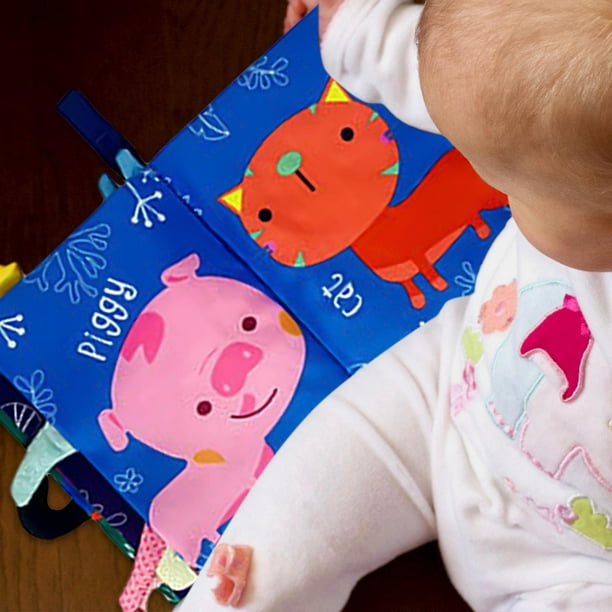 Libro de tela para bebé con animales en 3D, libro de tela para bebé suave  para de 6 meses Azul perfke libros de aprendizaje para niños pequeños
