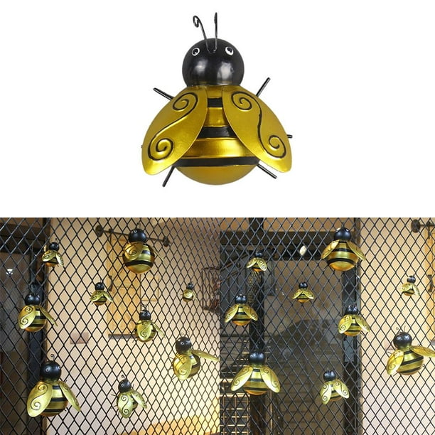 Decoraciones de abejas metálicas, 3D de metal para colgar en el jardín,  pared de abejas, césped, decoración artística para exteriores, hogar,  jardín
