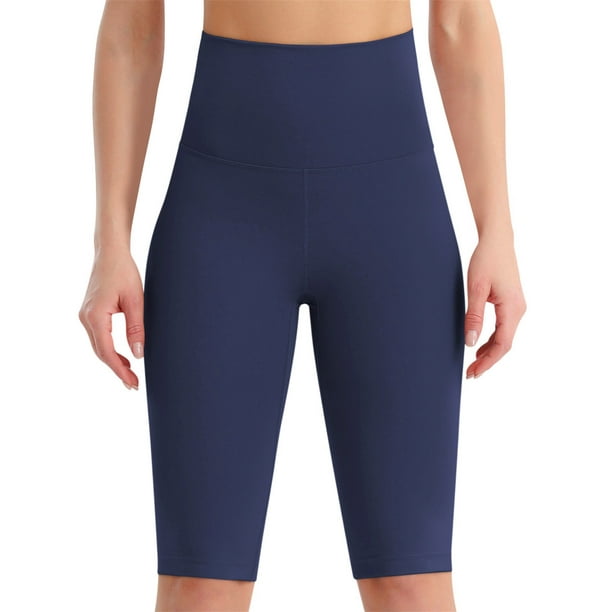 Gibobby Leggings cortos yoga mujer Pantalones ajustados de cintura alta  para mujer, deportivos, elásticos, de Color sólido, para Fitness, Yoga,  hasta (Azul,M)