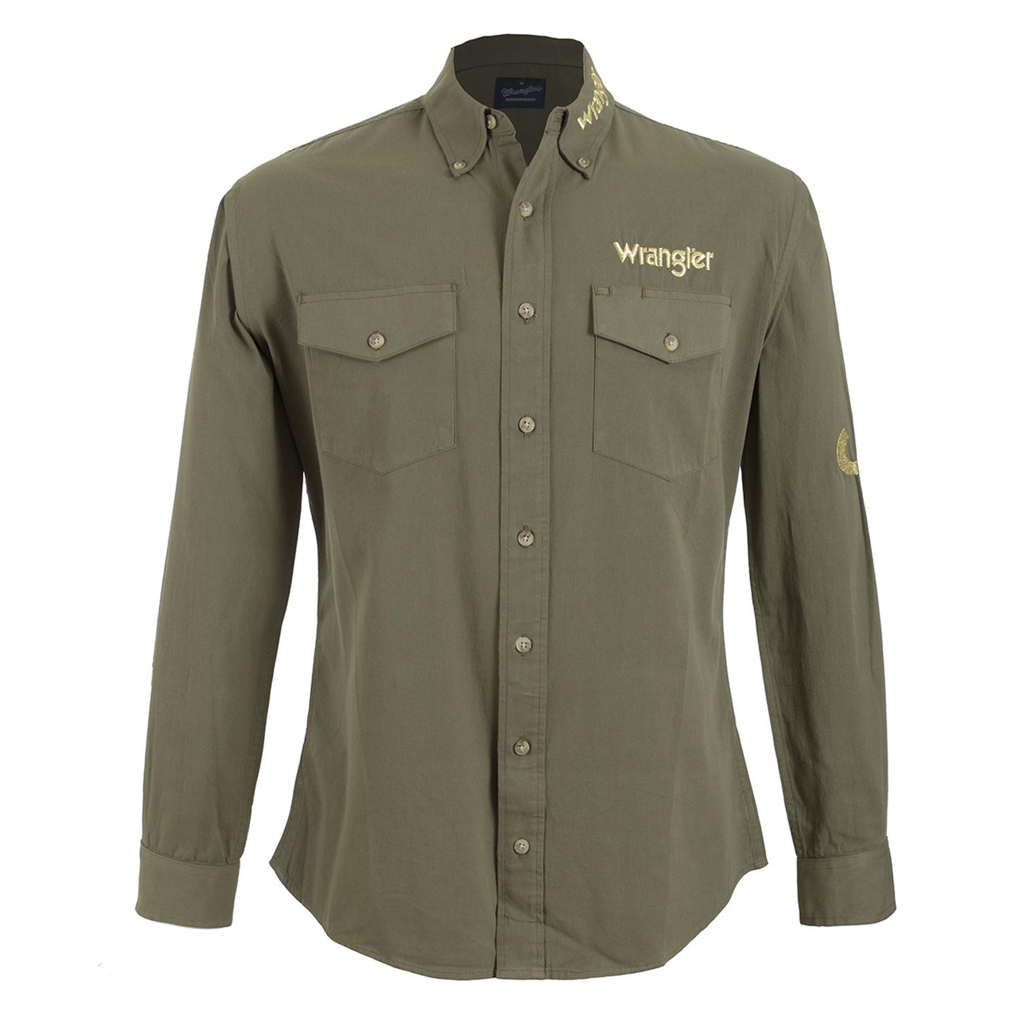 Camisa Vaquera Wrangler Hombre Manga Larga G30 verde CH Walmart