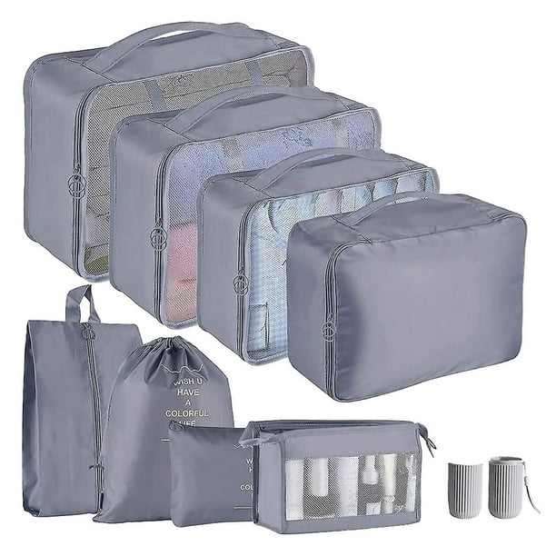 Bolsas De Almacenamiento De Viaje Juego de bolsas organizadoras de equipaje  de 9 piezas, ahorro de espacio plegable para vacaciones familiares (F)