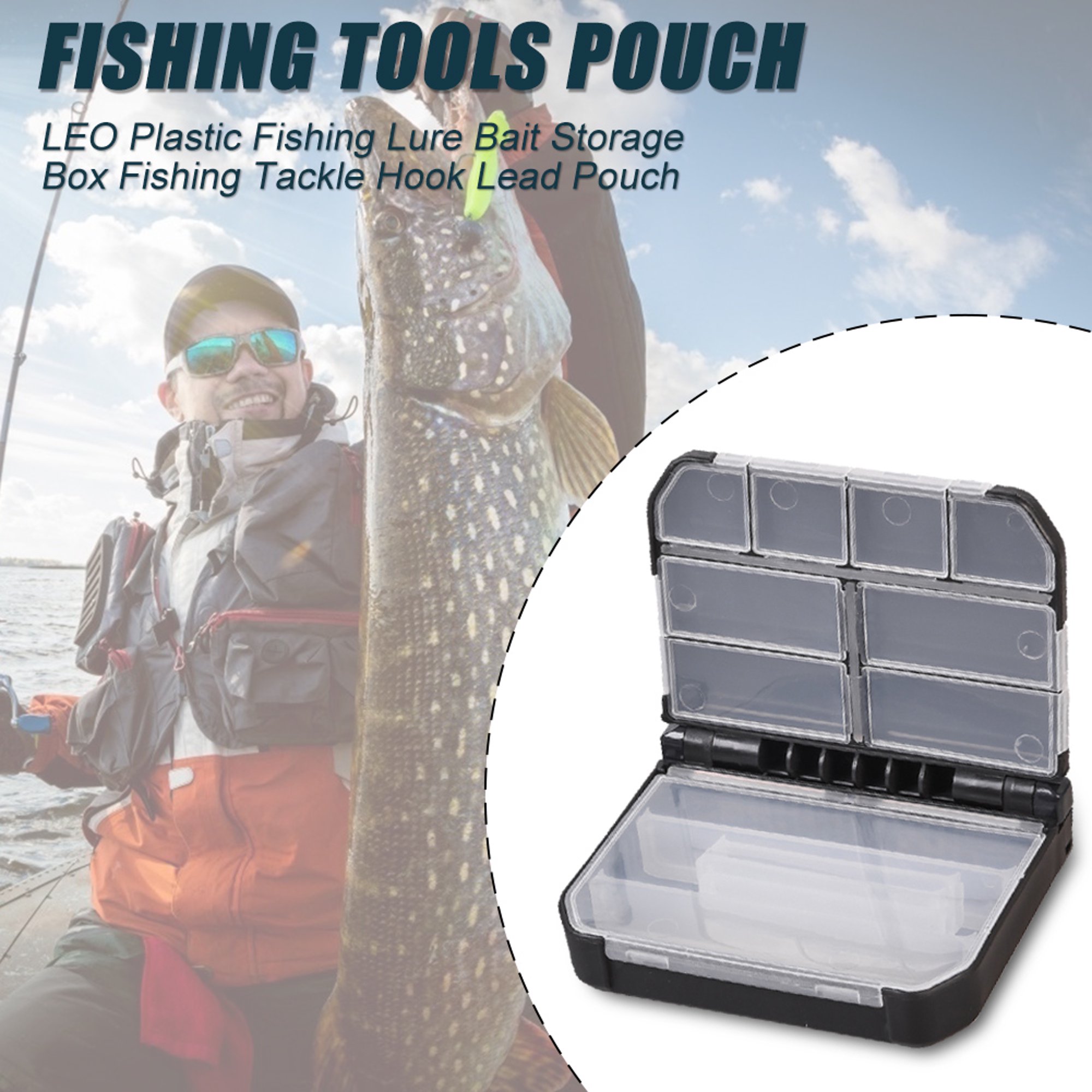 Caja de Pesca Equipo plástico Lure Bait herramienta de