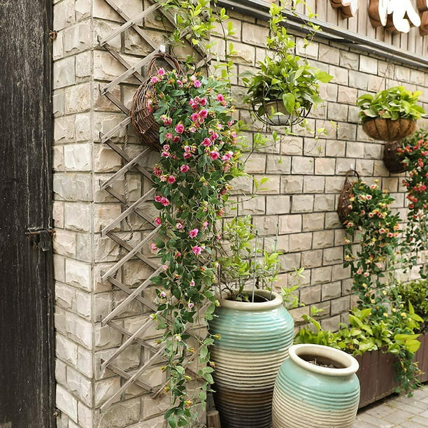 Plantas colgantes artificiales con flores de rosa, guirnalda de 4.5 pies,  flor colgante falsa, cadena verde, pared, hogar, habitación, jardín, boda