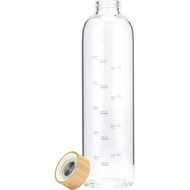 32 Oz Botella de agua de Cristal Clear 1 litros de agua potable la botella  de vidrio para bebidas con tapas de acero inoxidable - China 32 Oz Botella  de agua de