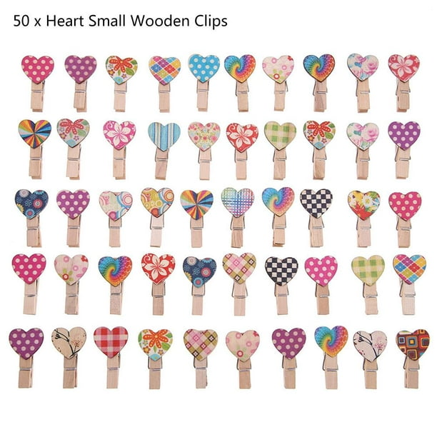 50 Uds. Pinzas pequeñas de madera con forma de corazón para manualidades,  pinzas para tarjetas fotográficas DIY – Los mejores productos en la tienda  online Joom Geek