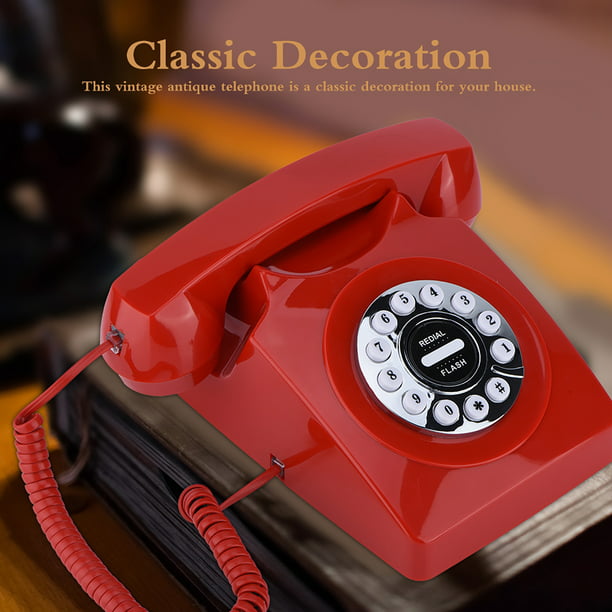 Teléfono fijo retro con cable, teléfono clásico vintage, teléfono antiguo  de moda en estilo de los años 20 para decoración de bar del hogar y la