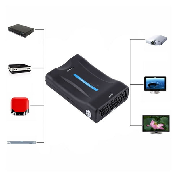 Convertidor de euroconector a HDMI convertidor de escalador mini negro Plug  and Play ligero cómodo de llevar y usar para TV