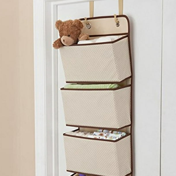 Organizador colgante con 4 bolsillos, estante colgante plegable con 2  ganchos para toallas, pañales, juguetes en el armario de la habitación de  los niños, encima de la puerta o montaje en pared