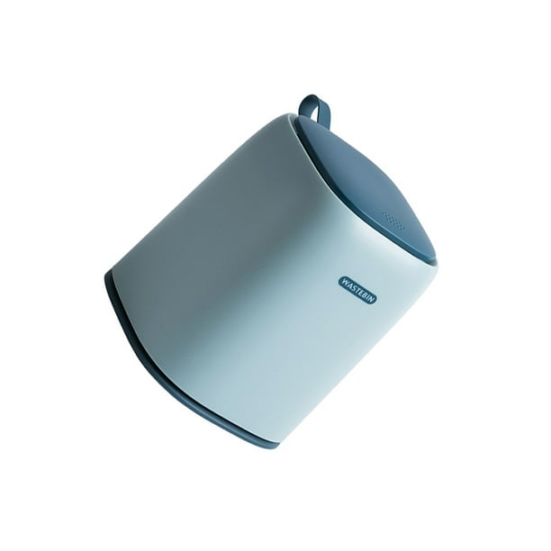  Coche computadora Trash Can Papelera con tapa de plástico  cubeta de basura papelera de oficina # 10, color azul : Hogar y Cocina