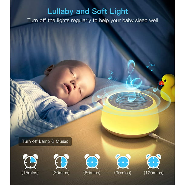  Máquina de sonido para niños que duermen – Máquina portátil de ruido  blanco para adultos con luz nocturna, 34 ruidos relajantes, máquina de  canción de cuna para bebé, temporizador de apagado
